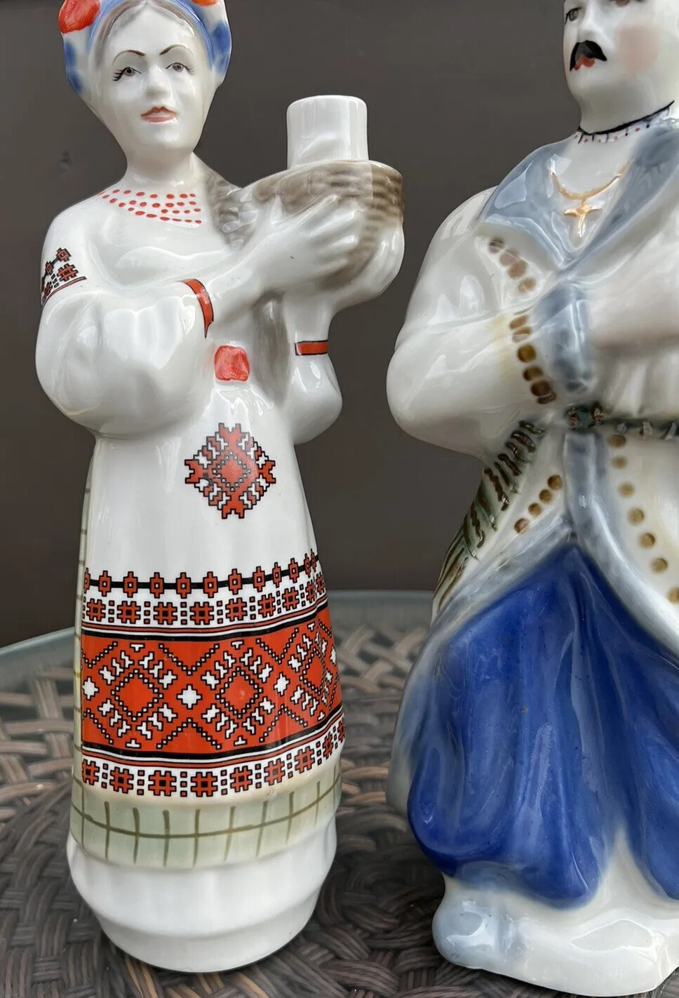 Soviet USSR Figurine Bottles Decanters ca 1970s Ukrainian Traditional Costumes