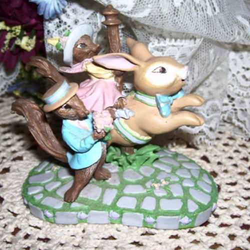 1993 Vintage Avon Carousel Rabbit and Squirrel