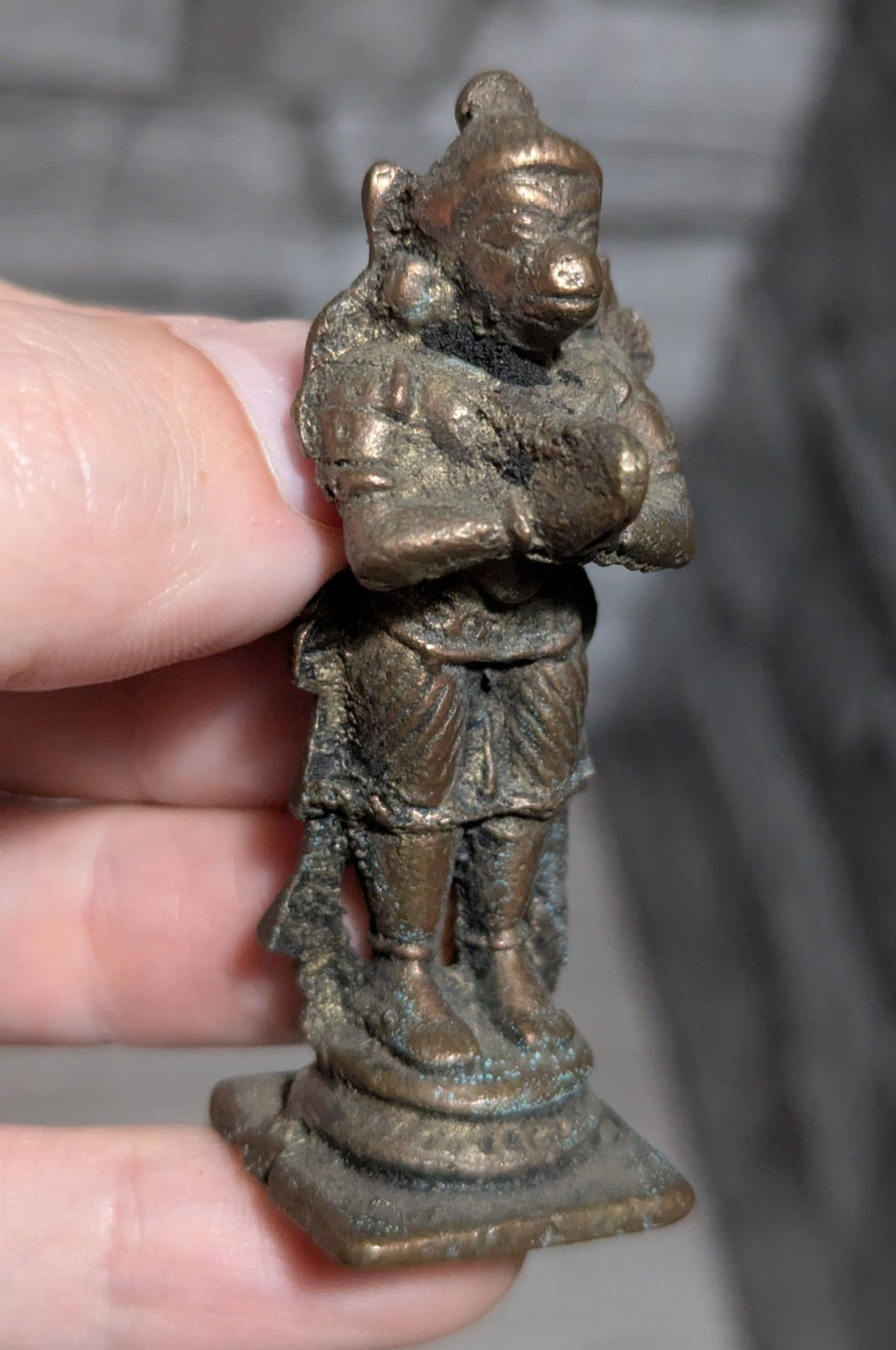 Vtg 2.75″ Hindu Hanuman Deity Brass Bronze Figurine Miniature Statue Tibetan 2