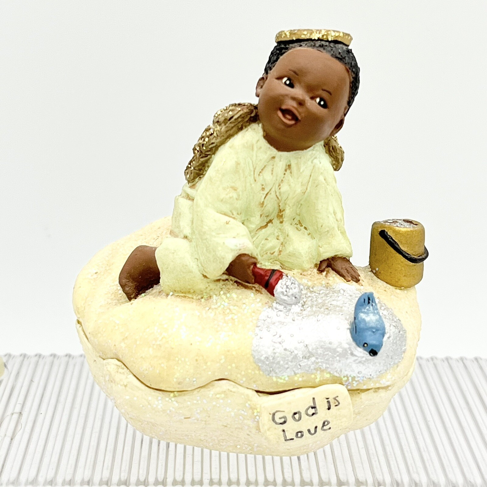 Vintage All God’s Children African American Hapi Trinket Box Painting Cloud 2002