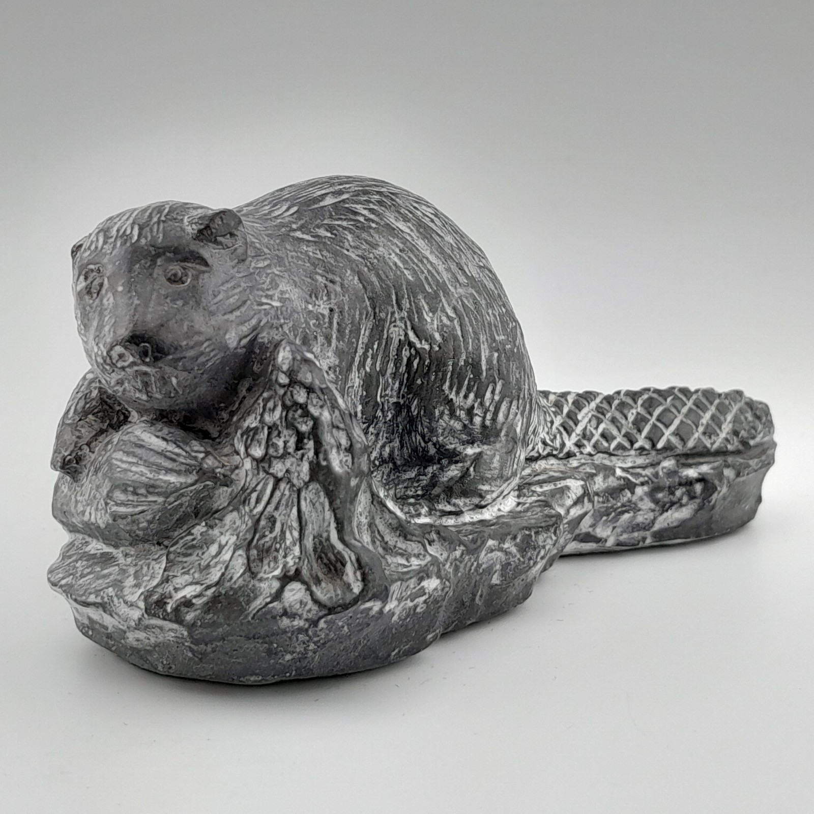 Vintage A Wolf Original Beaver Figurine Canada Stone Composite Animal Sculpture
