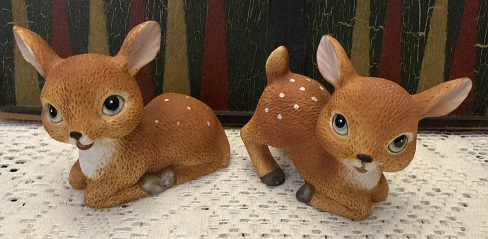 Vintage HOMCO Baby Deer 1473 Fawns Ceramic Figurines Set Of 2