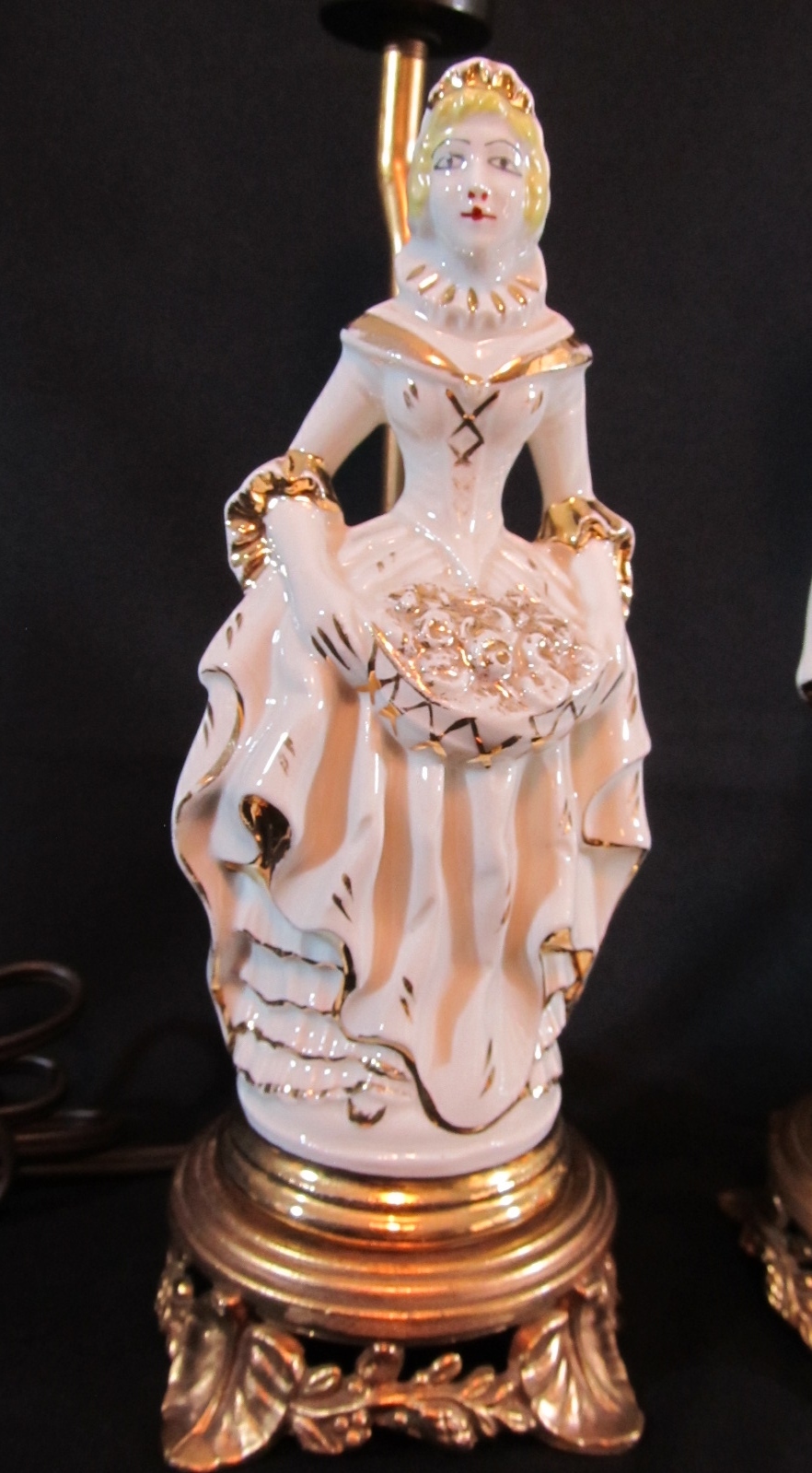 Pair of Ceramic Figural Vanity/Boudoir Lamps Man & Woman Figurines ~All Original