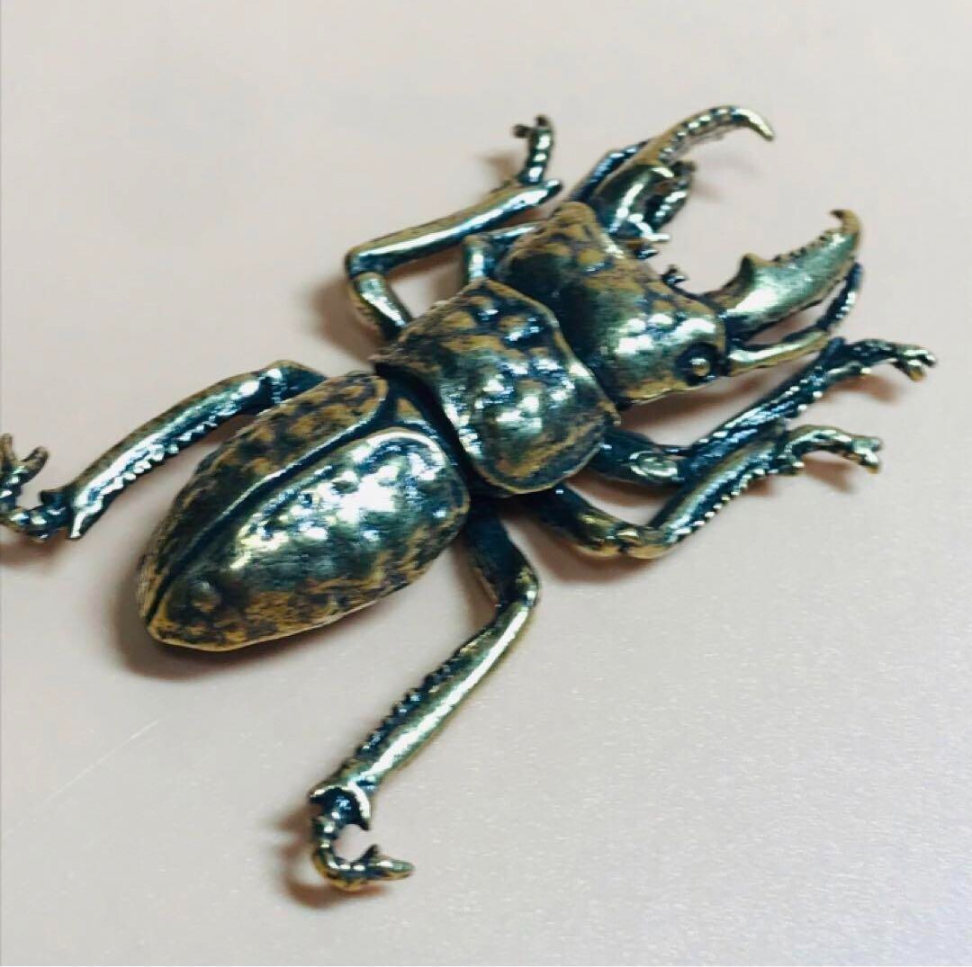Brass Stag Beetle Figurine Insect Sculpture Ornament Lucky Charm 30g