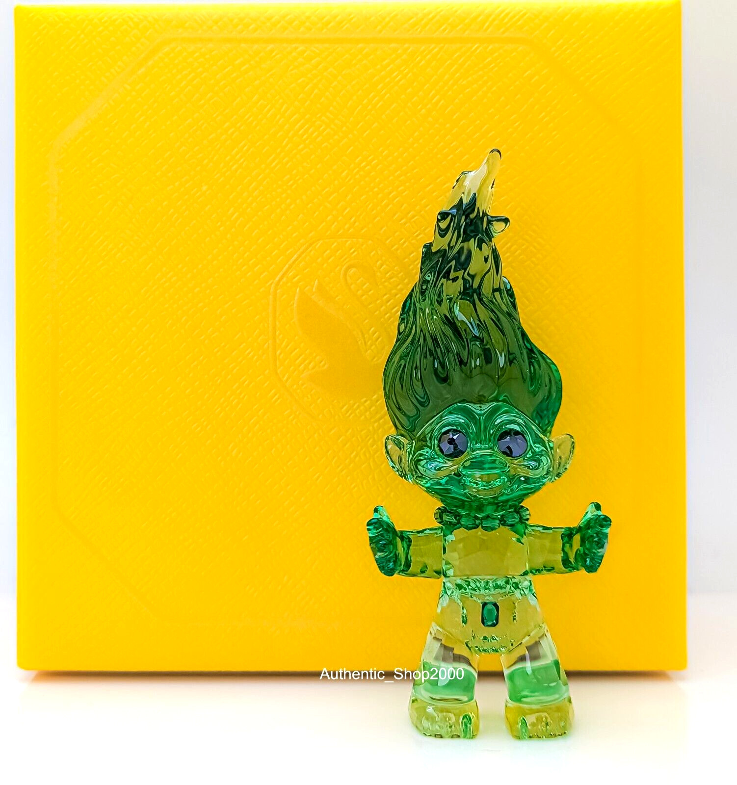 New SWAROVSKI Crystal DreamWorks Good Luck Trolls Green Troll Figurine 5682656