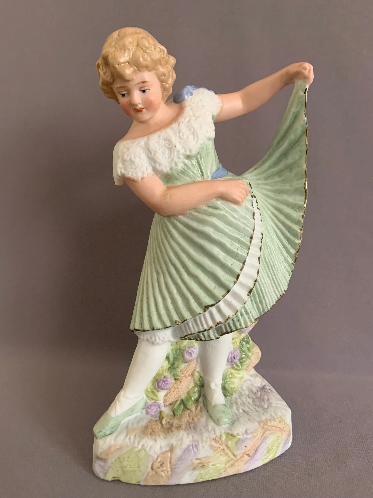 ANTIQUE Hand Painted GEBRUDER HEUBACH Porcelain Bisque FIGURINE