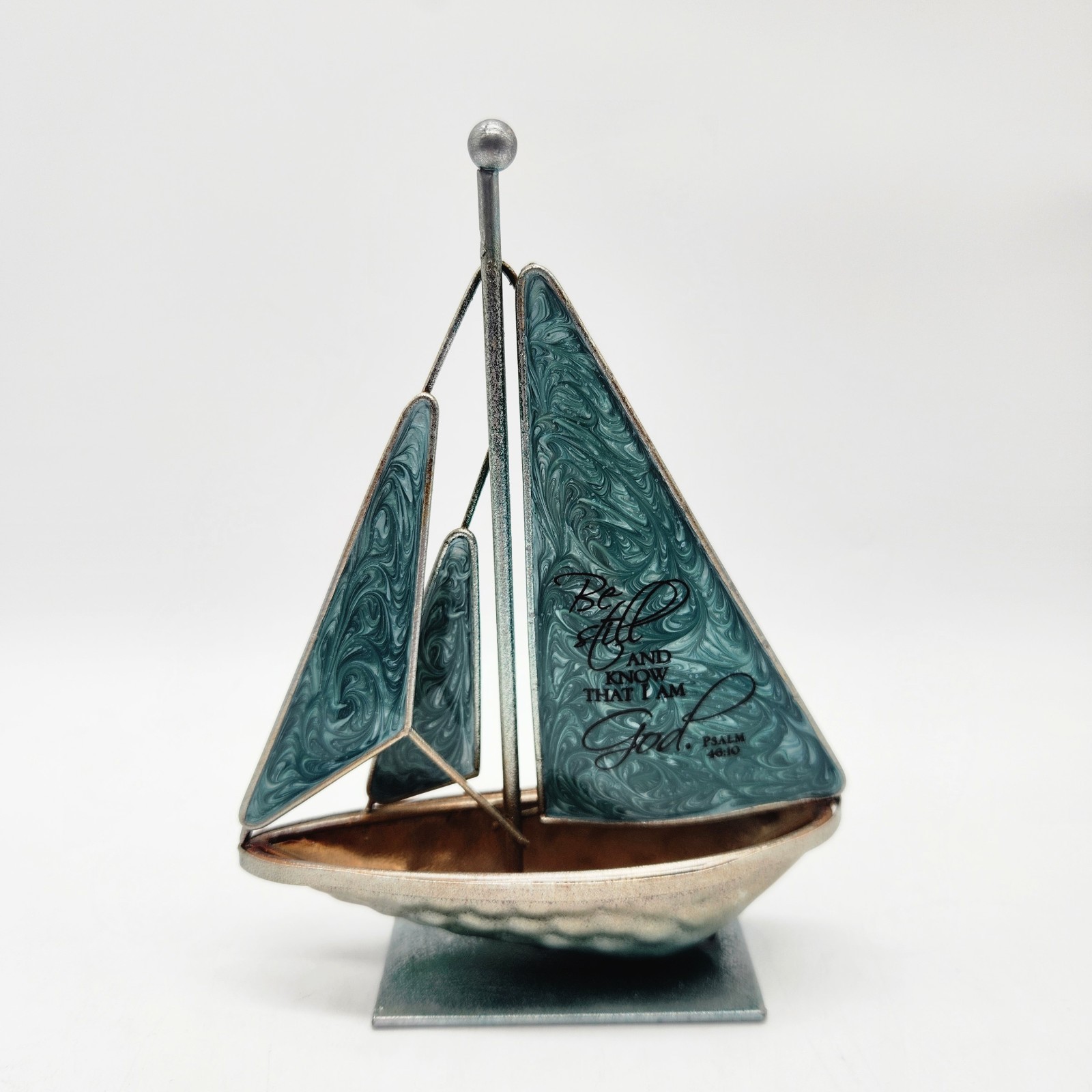 Dicksons Sailboat Figurine Psalm 46:10 Be Still Christian Nautical Decor 7”