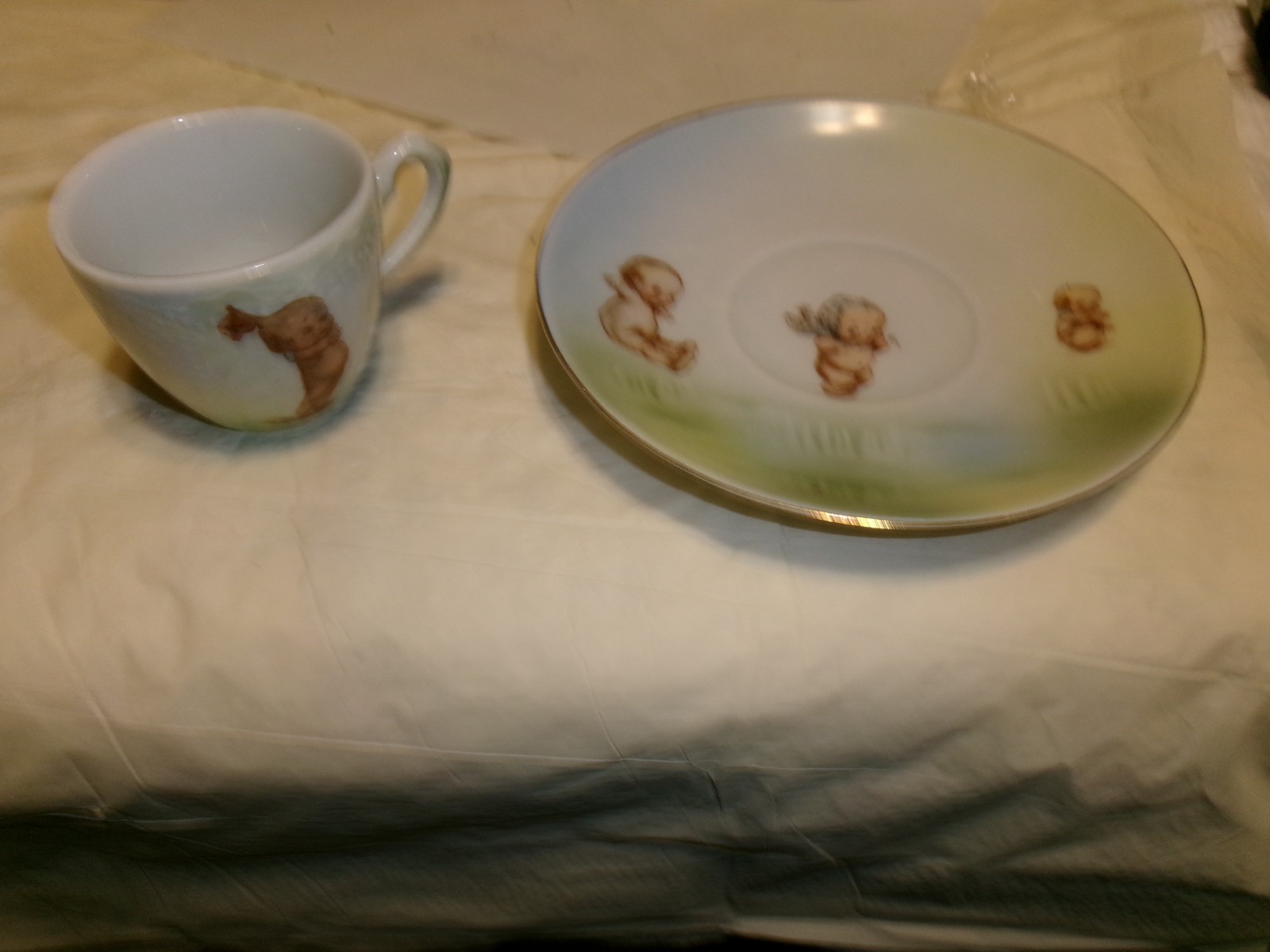Antique Royal Rudolstadt Rose O’Neil Kewpie Doll Plate & Two Cups, Germany