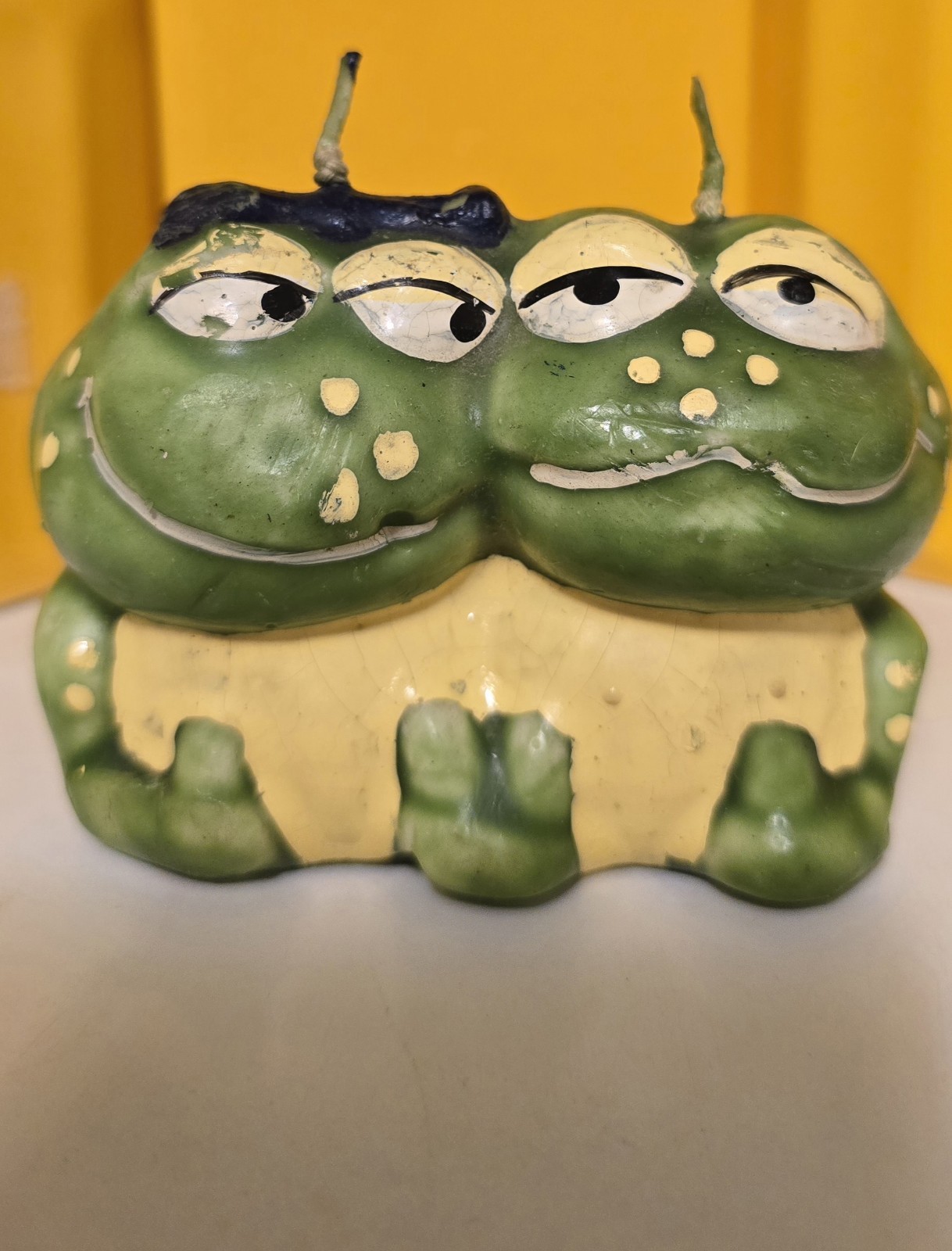 Vintage Rainbow Japan Frog Candle Figurine Pair, Hand-Painted Wax, 1970s,…