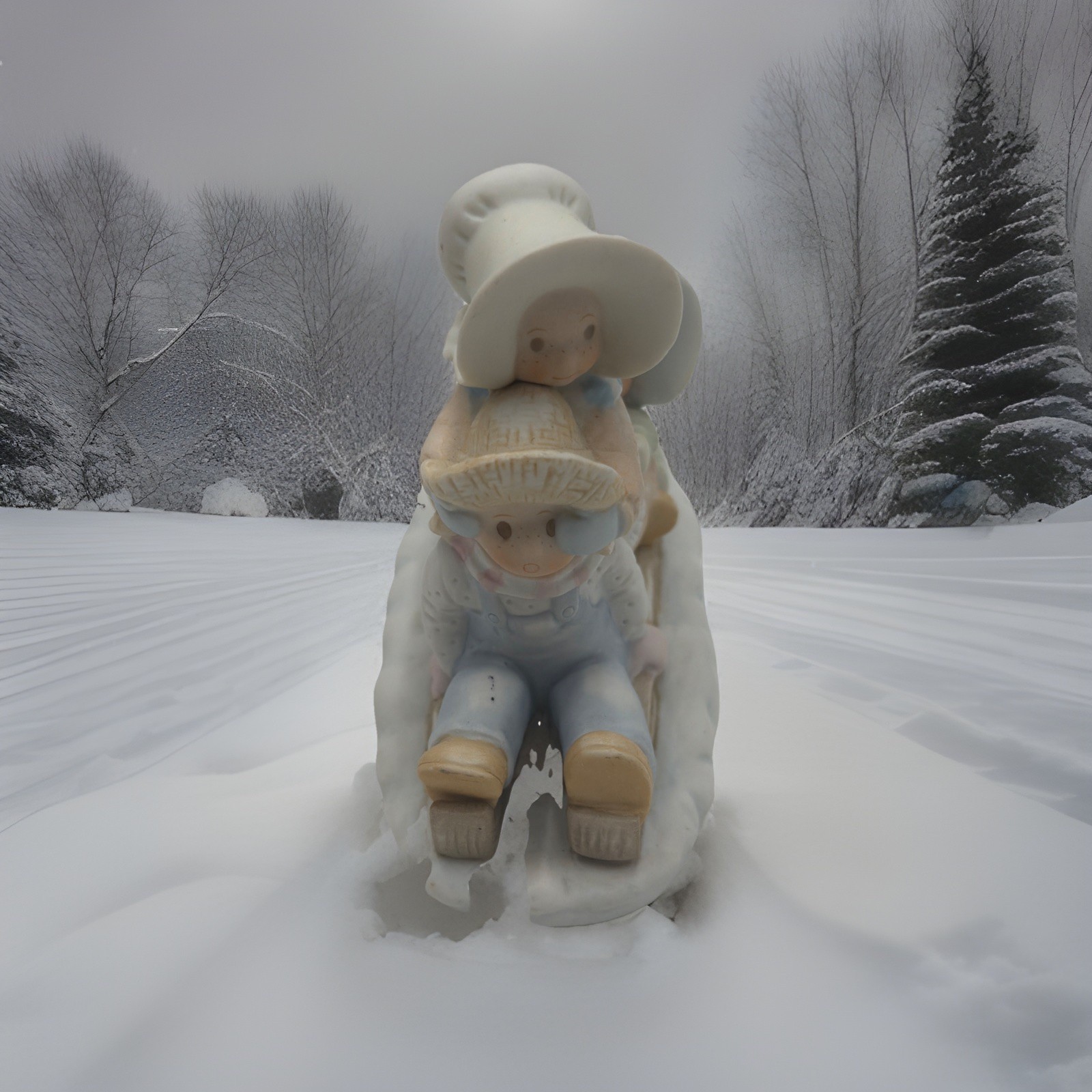 Circle of Friends A Sledding We Will Go Masterpiece Porcelain Figurine
