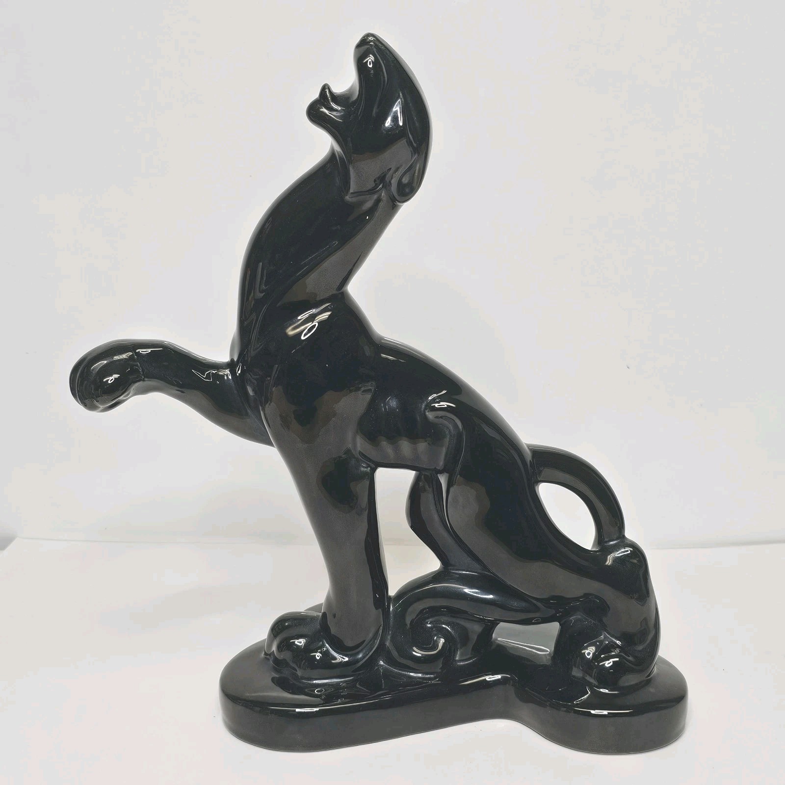 Black Jaguar/Panther Hind Legs Roaring Statue 14″ Tall