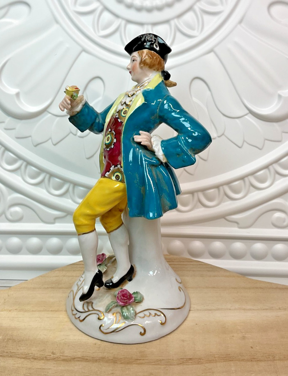 Vintage Japan Porcelain Gentleman Figurine Hand Painted Victorian Man 8″