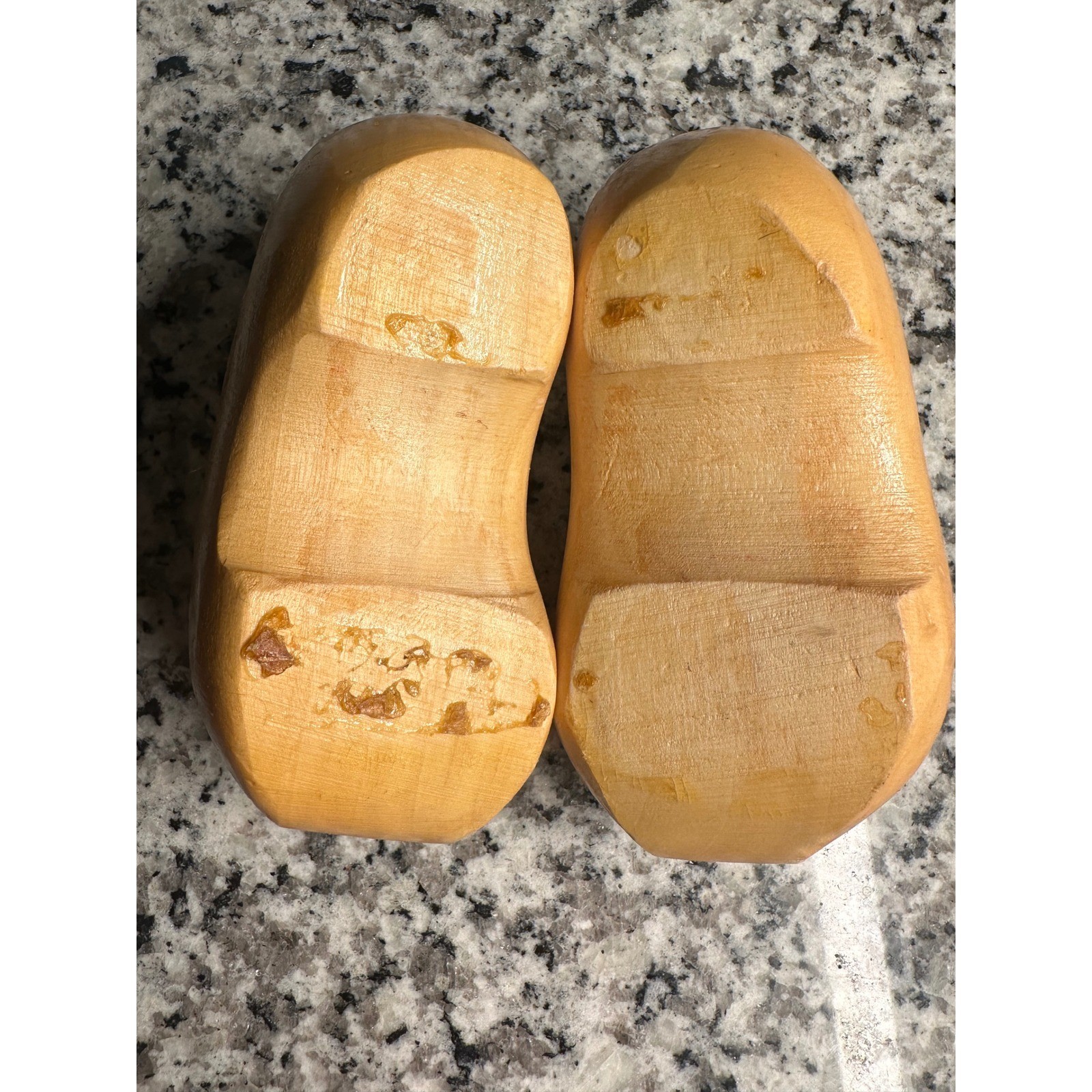 Hand Carved Wooden Clogs Miniatures Pair Folk Art Decorative Shoes