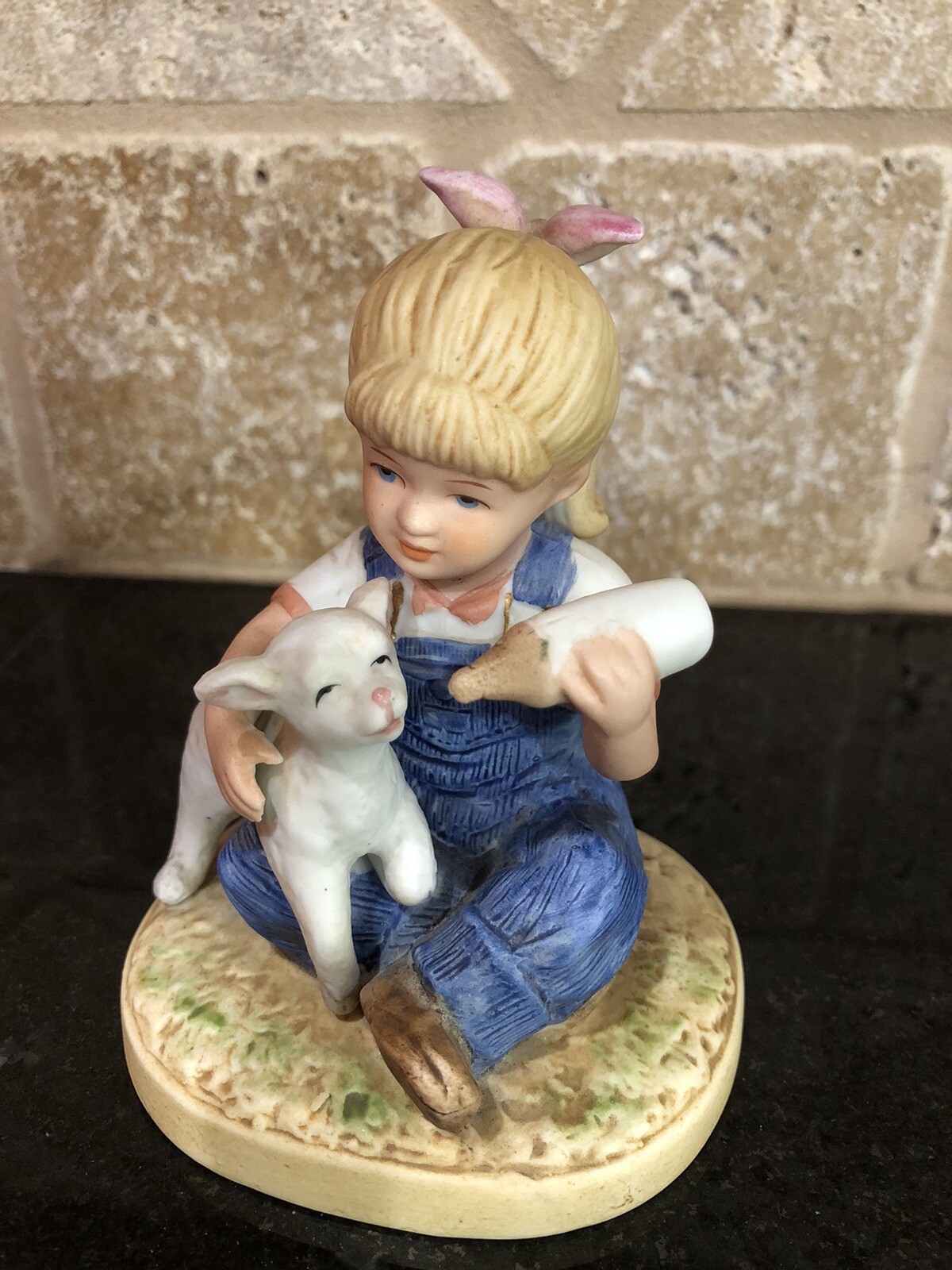 Denim Days by Homco 1985 New Beginnings 1500 – Girl Feeding Lamb