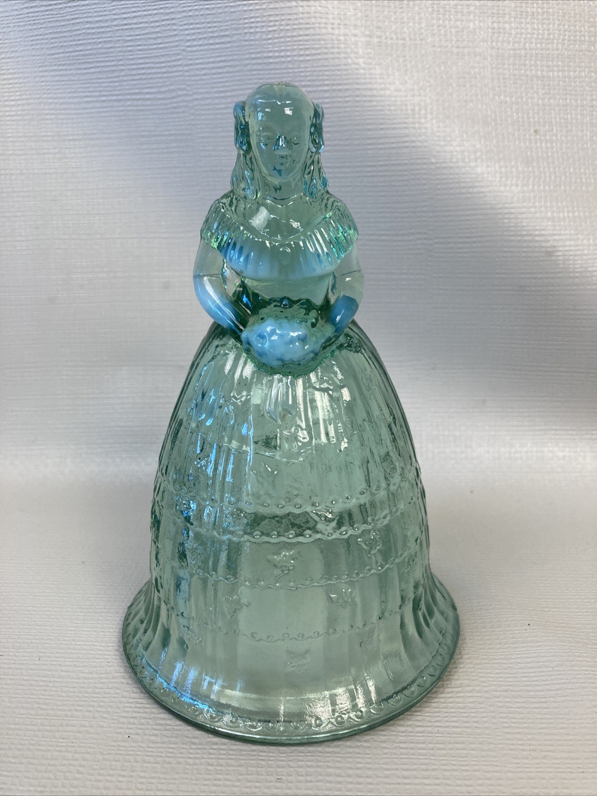 Imperial by Lenox Glass Opalescent Green Colonial Suzanne Bride Bell Figurine