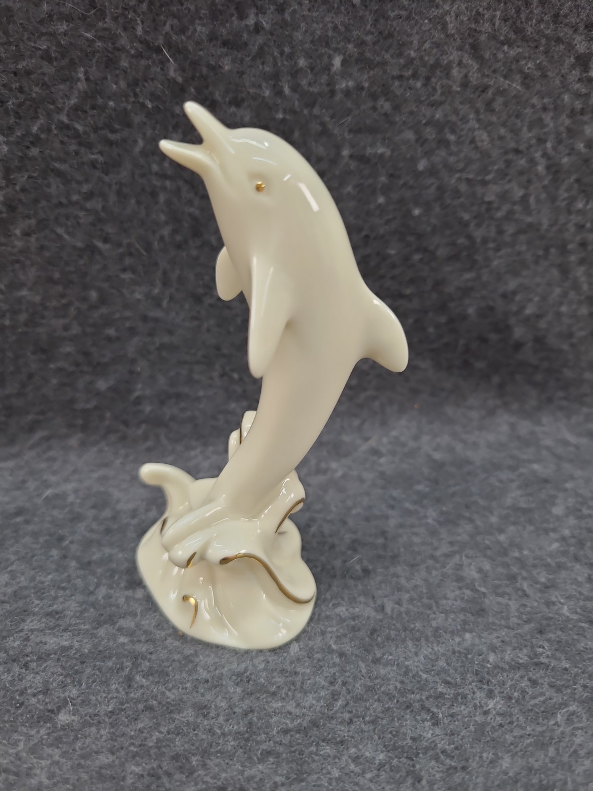 Lenox White Dolphin Porcelain Figurine 24K Gold Trim Elegant Ocean Collectible
