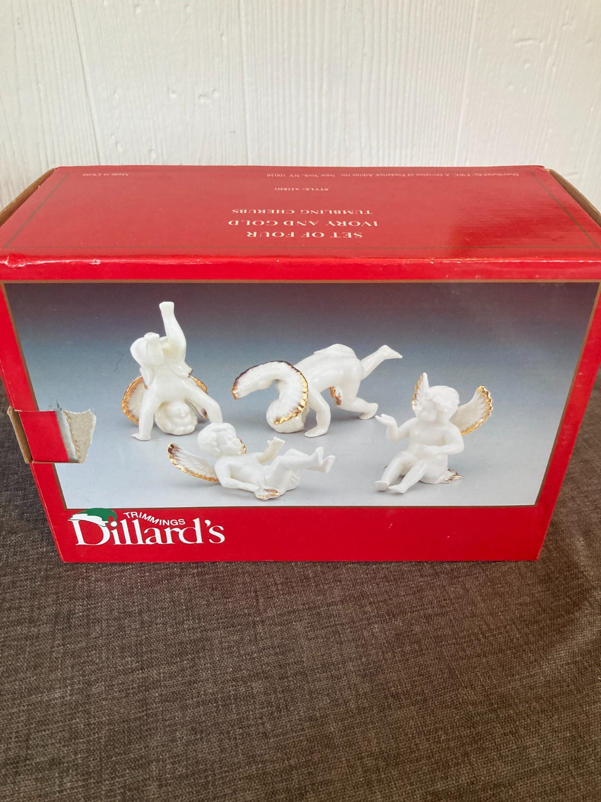 Dillards Trimmings Tumbling Cherubs Figurines White Gold Color