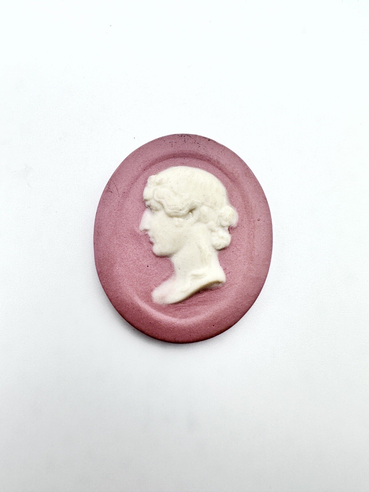Vintage Pink Miniature Jasperware Oval Medallion Plaque