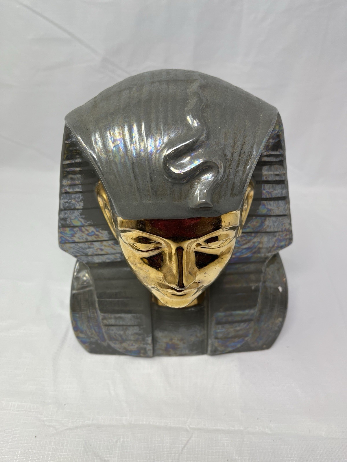 Vintage Duncan Enterprises 1978 Egyptian Pharaoh King Tut Ceramic Bust Gold Face