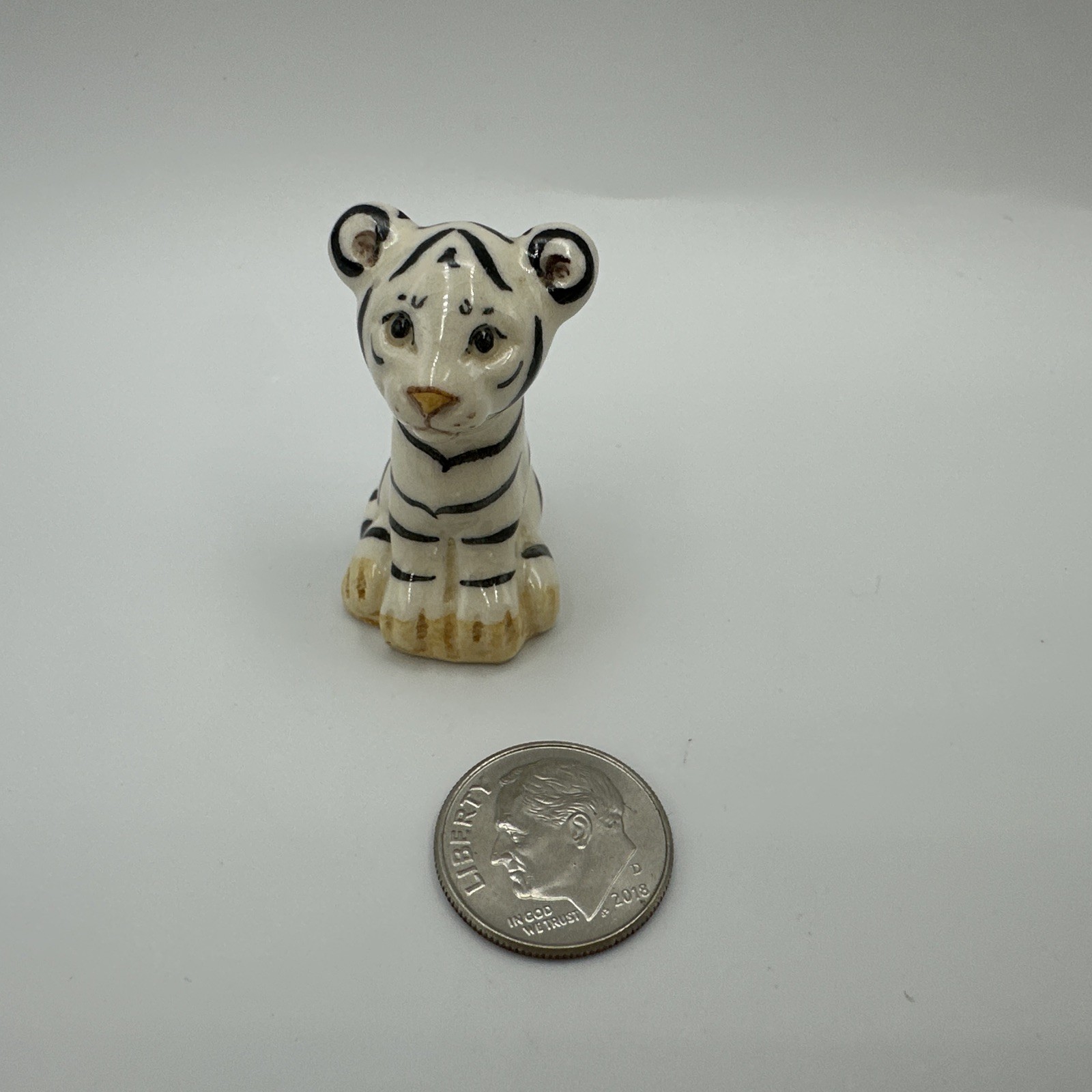 Miranda C Smith Miniature Tiger Ceramic Figurine Signed MC. Smith
