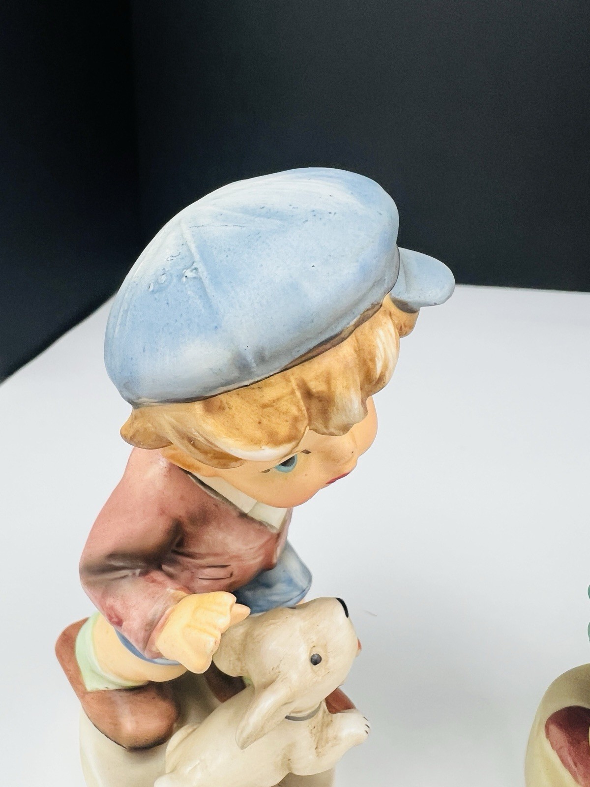 VTG 4 Ceramic Figurines Arnart The Fishing Boy Boys friend Flower Girl Prima