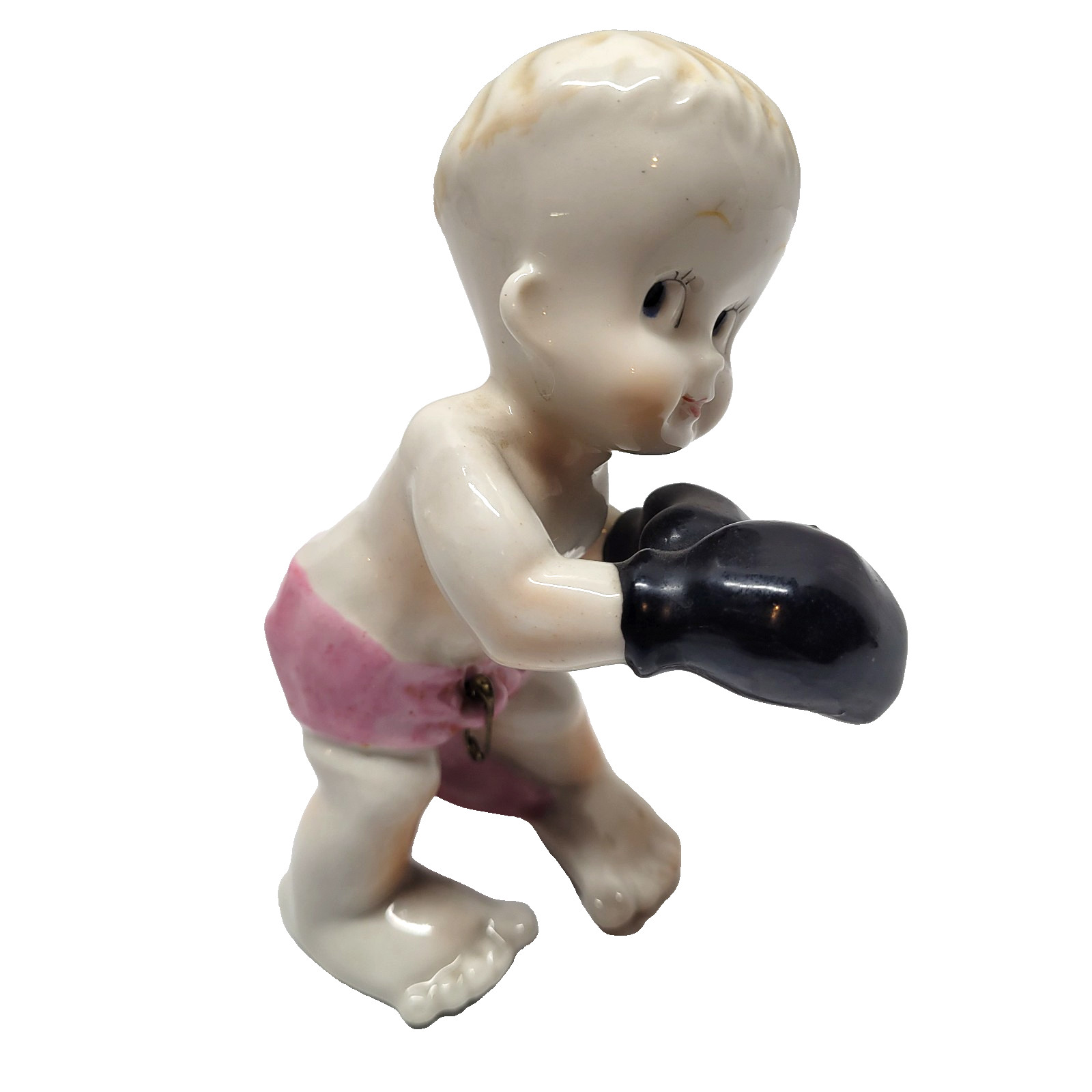 Vintage Japan Boxing Boys Figurine Set Matching 39 Kewpie Style Ceramic Boxer