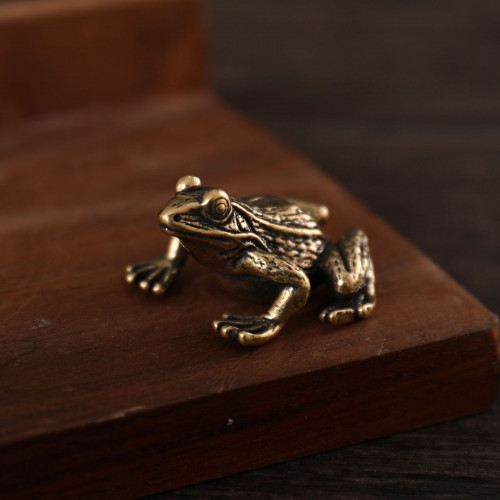 Solid Brass Frog Figurine Statue House Office Decoration Animal Figurines Toys