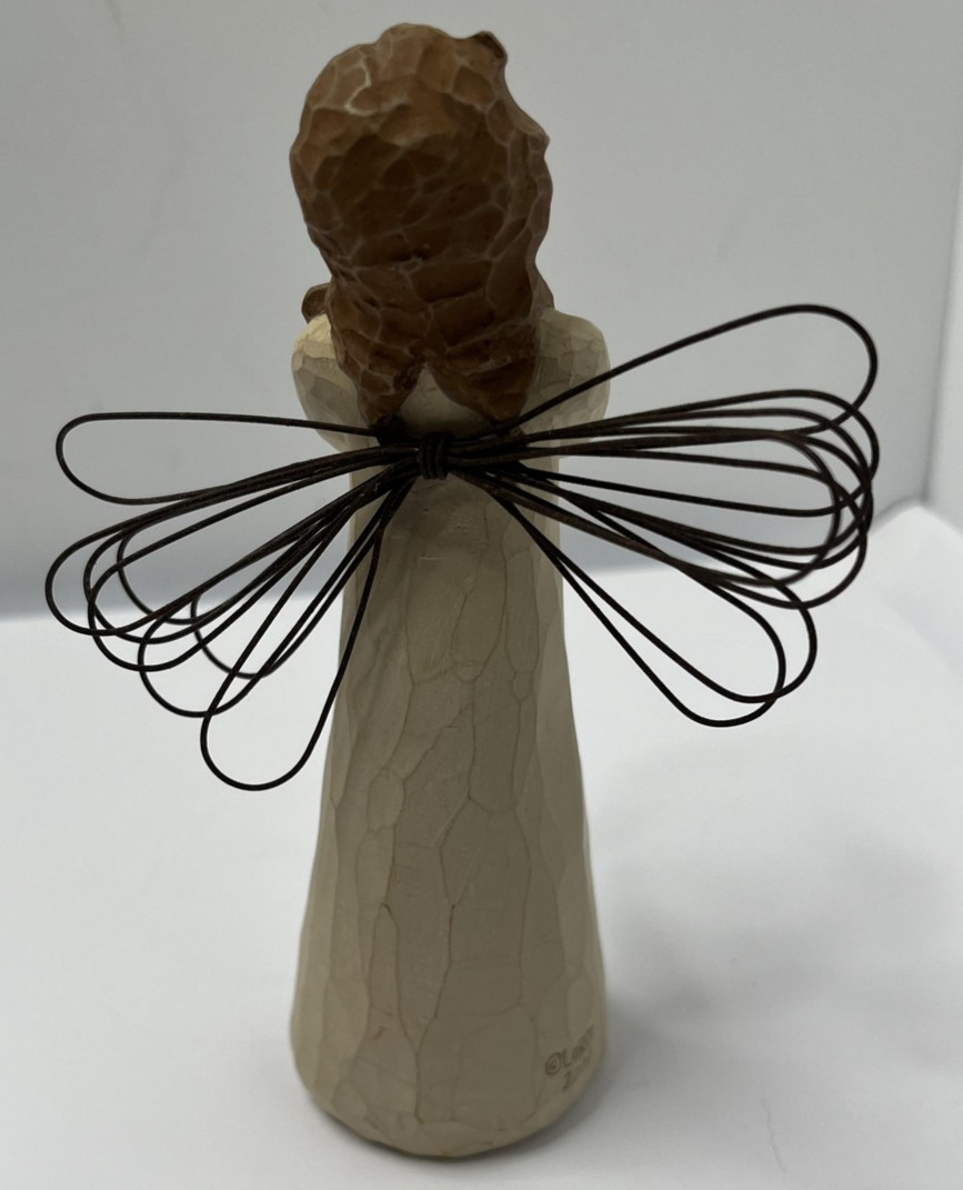 Willow Tree Angel Of Freedom Small Beige Wire Wings w Butterfly 2004 Figurine
