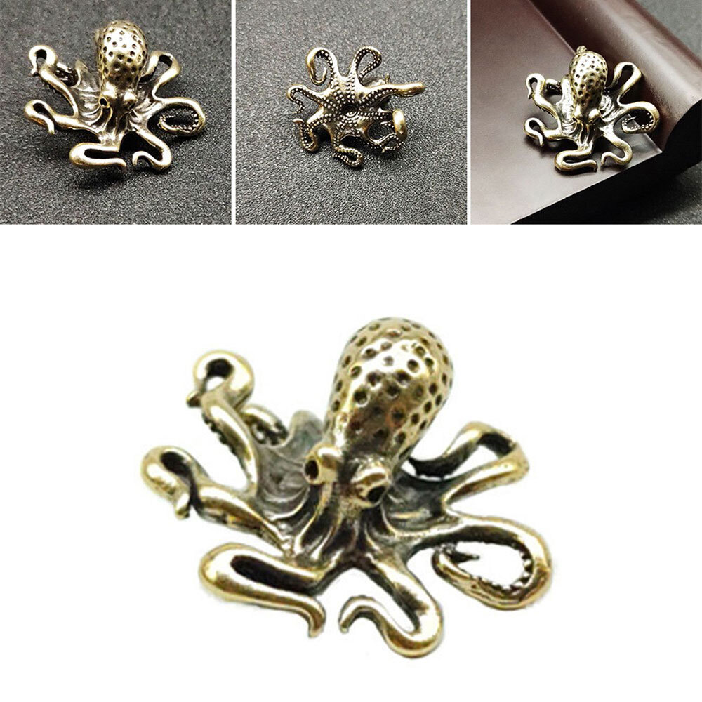 1Pc Brass Octopus Figurine Mini Statue Home Decoration Animal Figurines Gifts US