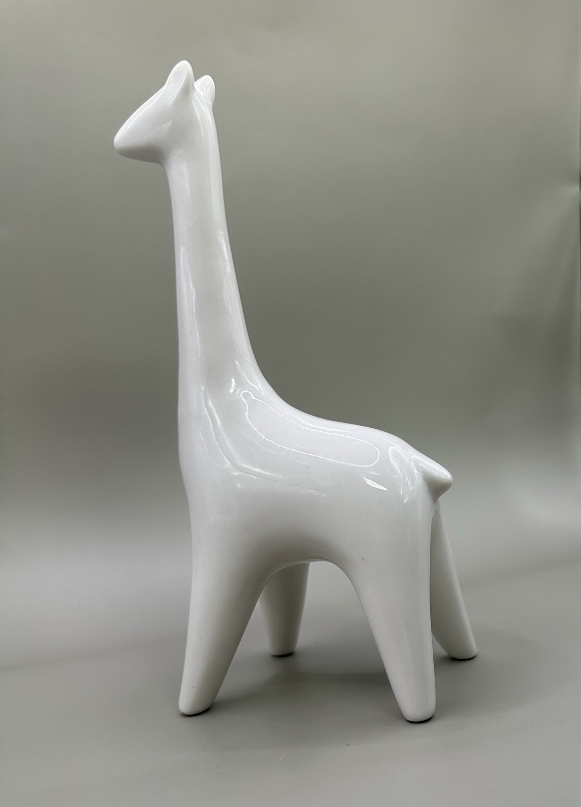 White Porcelain Giraffe Figurines Pair Minimalist Scandinavian Style