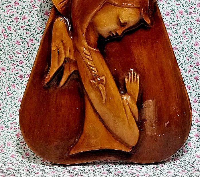 MCM Angel Wall Art Plaques Pair 9″ Praying Angels Plaster Brown UNIQUE