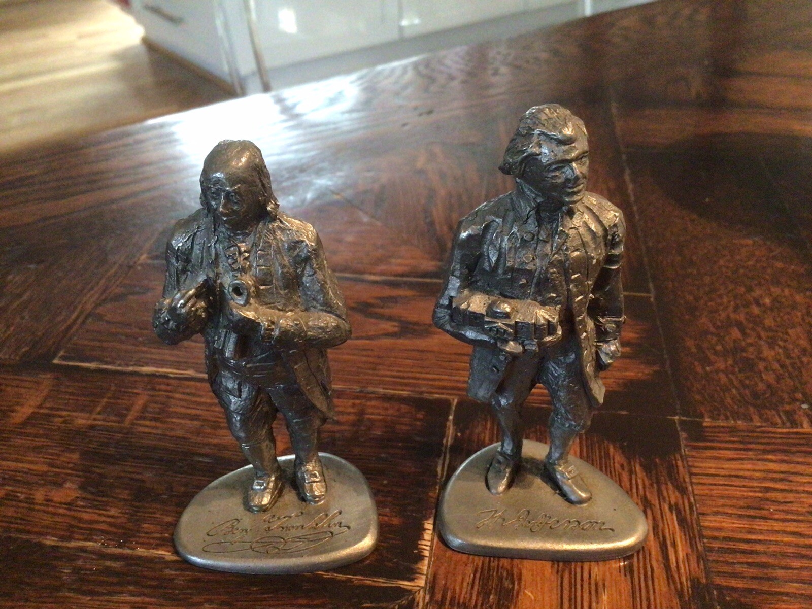 2 vintage 1975 Richards & Sargent KERR Pewter Figures JEFFERSON & FRANKLIN toy