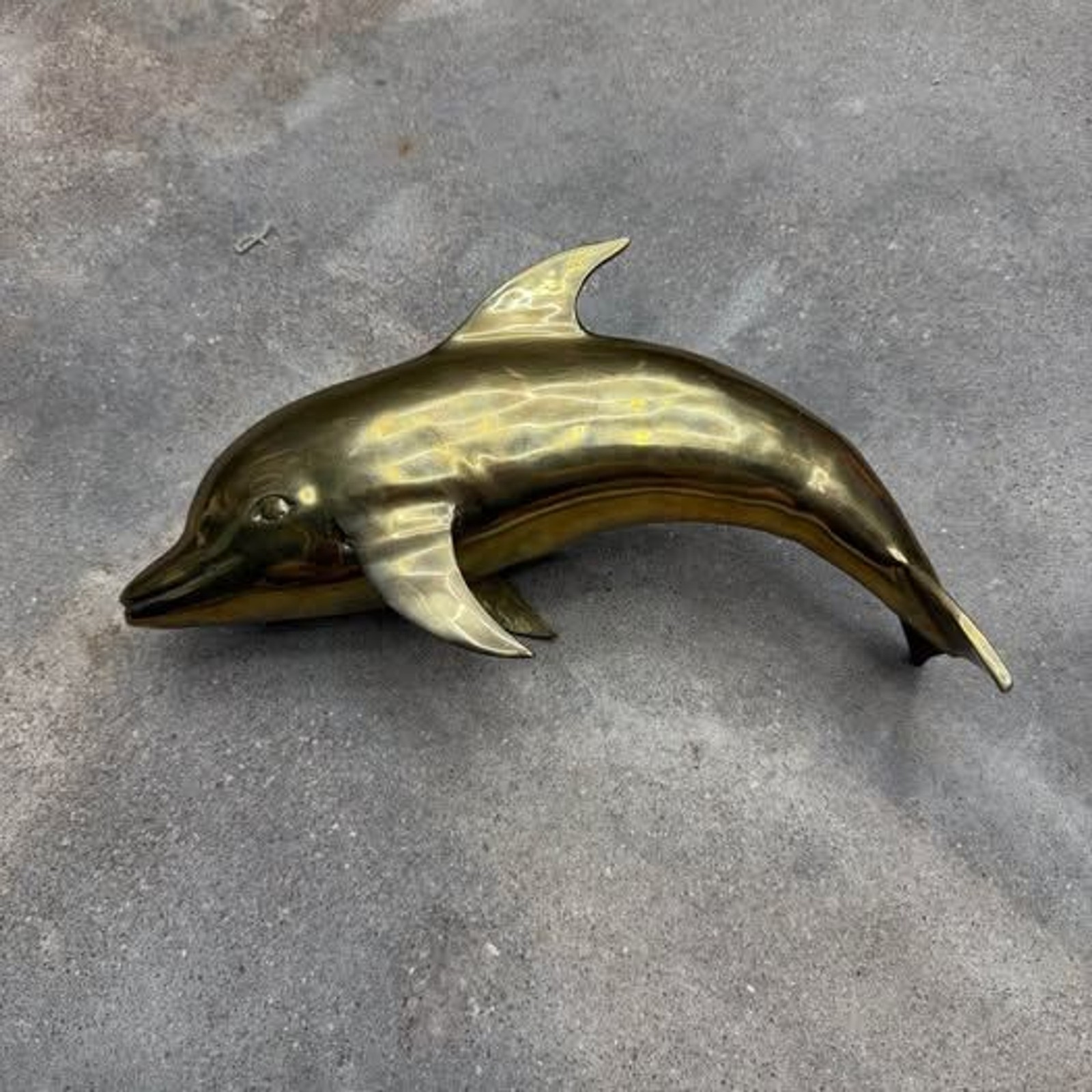 Dolphin Sculpture/Sea Life Figurine Vintage Brass 13.5″ x 7″