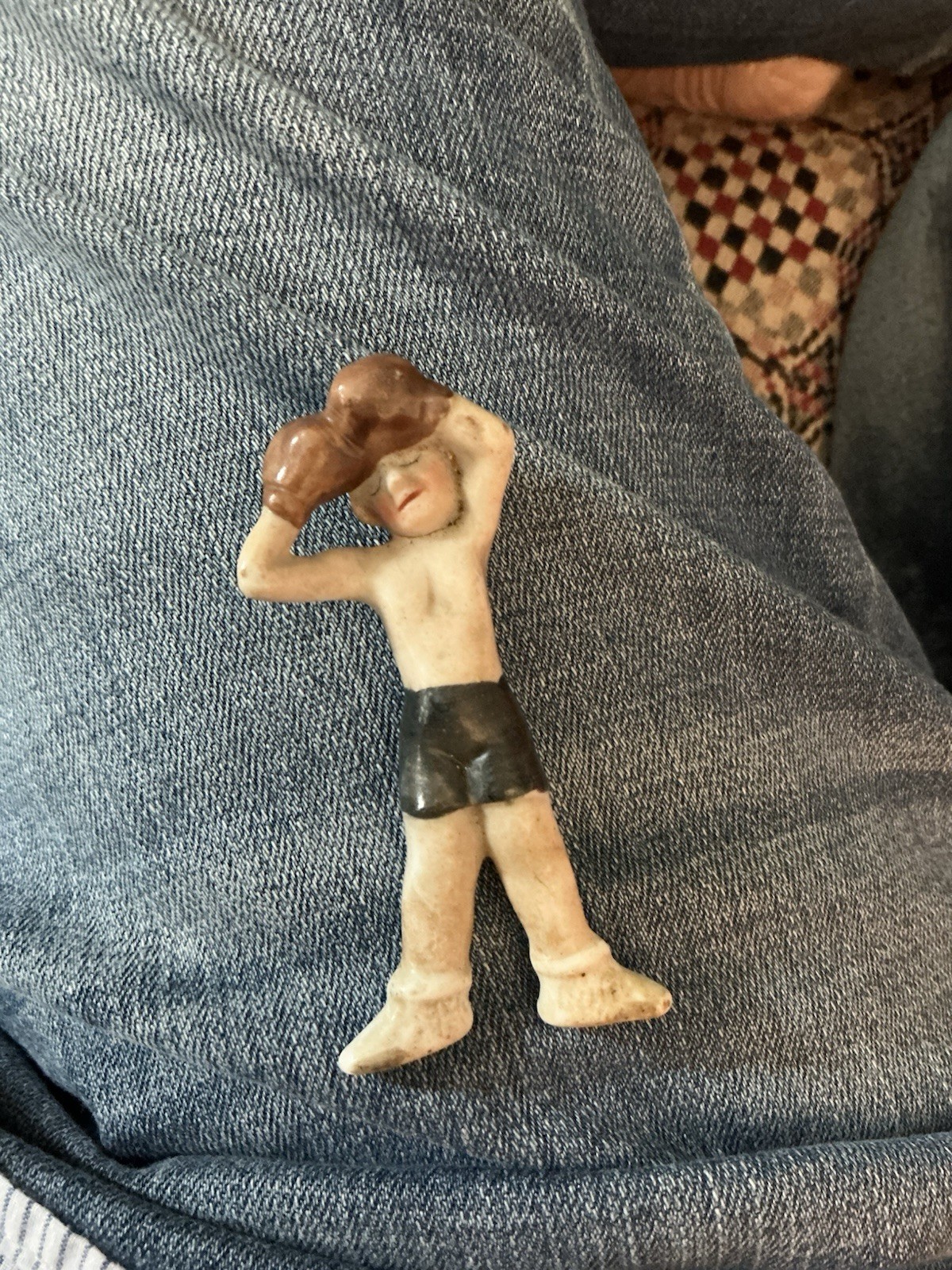 RARE. Sports Boxing. Antique Porcelain Figurine 1940s Made In Japan 4”