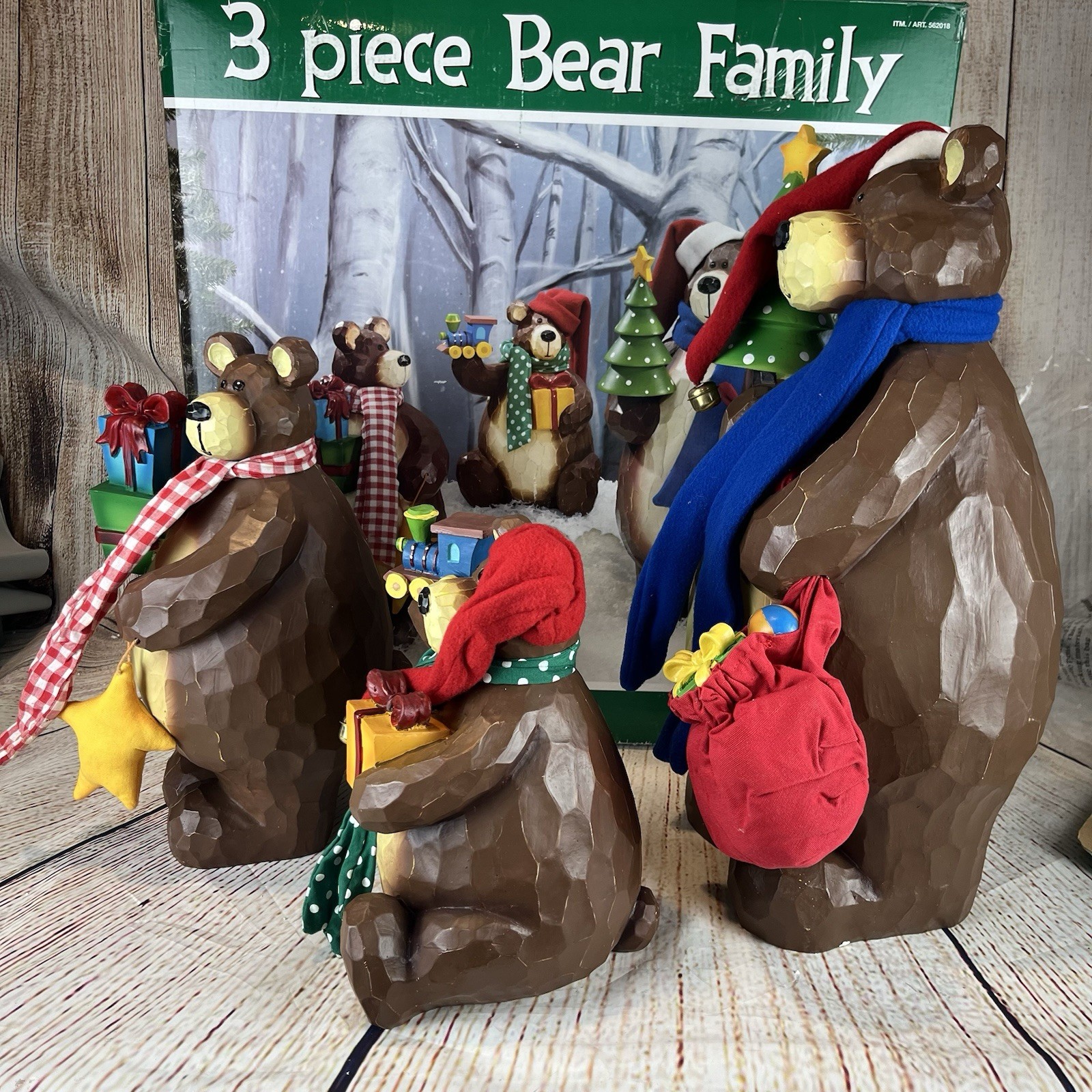 COSTCO 3 Piece Bear Family Christmas Decor Holiday Poppa Momma Baby Bear LARGE