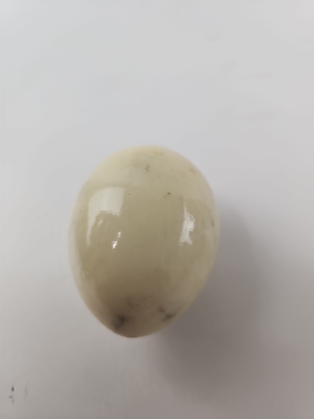 Genuine Alabaster Yell Porcelain Egg 2.5″ Tall Hand Carved, Stand Not Included.