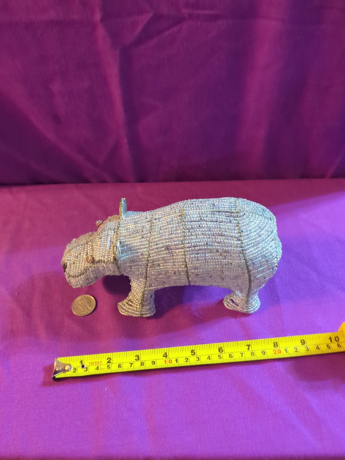 Art Glass Beads and Wire Hippopotamus Safari Animal
