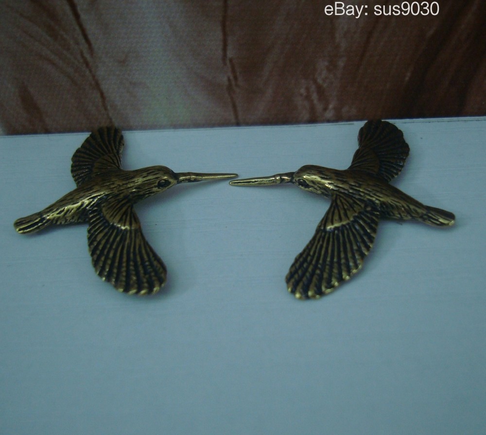 Pair of Solid Brass Hummingbird Couples Figurines Statues for Wedding Gifts