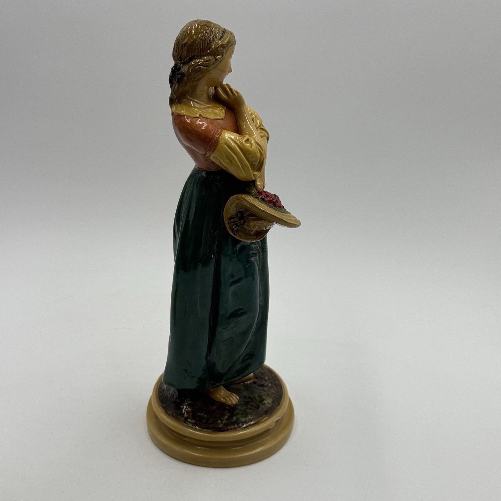 Borghese Chalkware Plaster Vintage Figurines Boy Holding Bird Nest Girl W/ Hat