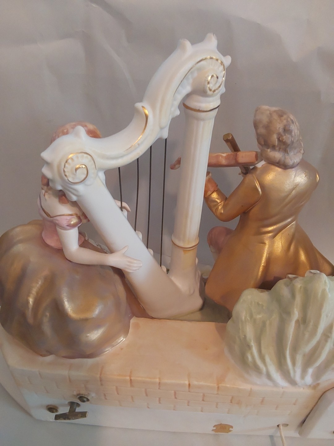 Lenwile Ardalt Porcelain Figurine Lighted Lamp 11 X 15 X 8.5 Music Box No Chips