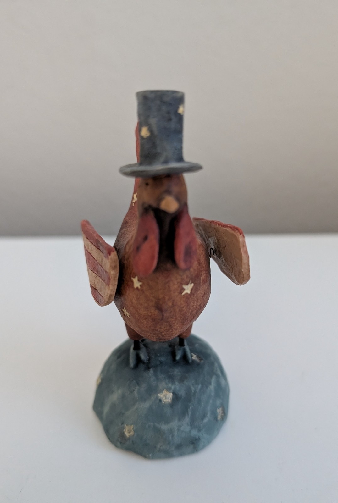 August Moon figurine rooster americana patriotic top hat folk art DiPaolo 2004