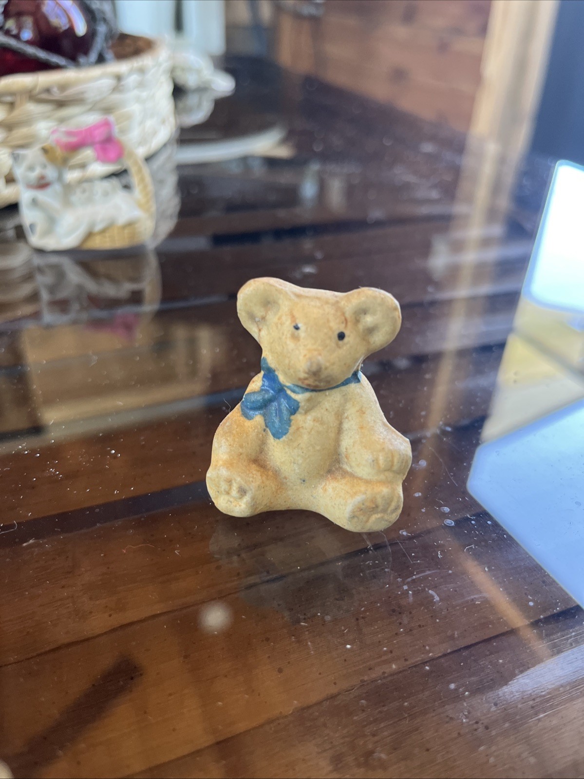 Vintage Miniature Hand Painted Yellow Bear Made In Japan