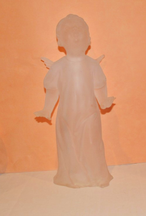FROSTED GLASS ANGEL FIGURINE 9 ” TALL
