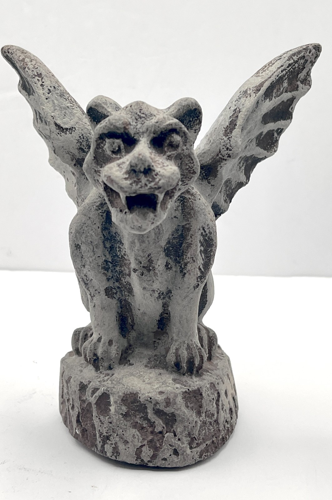 5″ Vintage Gothic Winged Gargoyle Candle Holder – Heavy Cast Stone Statue