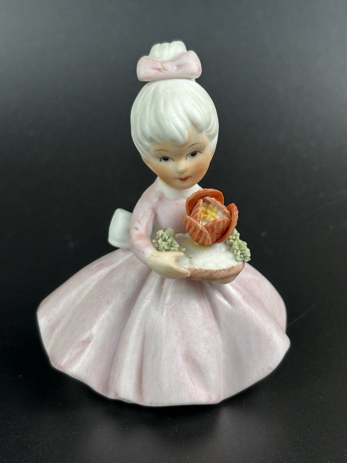 Vintage 1950’s Napco Birthday Girl Holding Flowers Figurine Japan