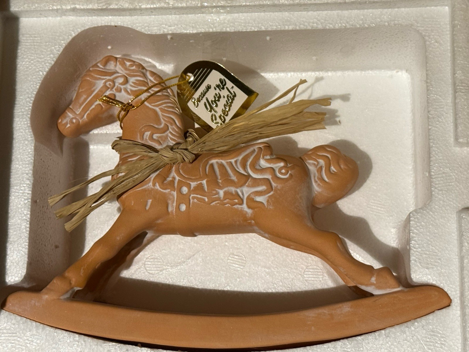 Vintage Terra Cotta Rocking Horse Figurine Hand Painted Clay Pottery Rustic Vibe