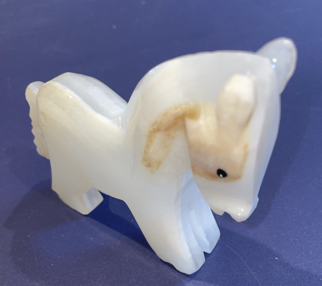 Carved Marble Miniature White Horse 3 1/2H x 3 1/2L