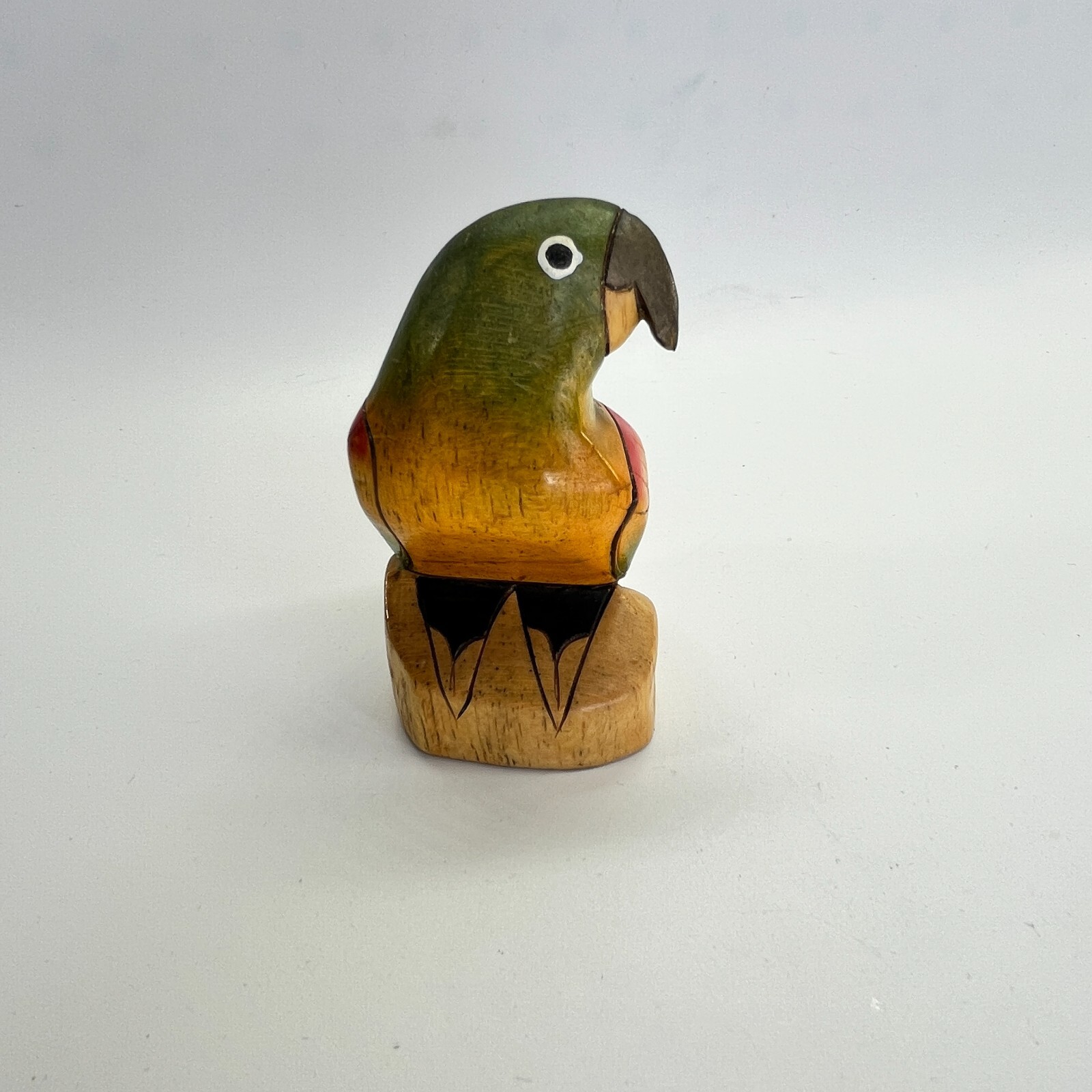 Balsa Wood Carved Bird Parrot Macaw Colorful Lightweight