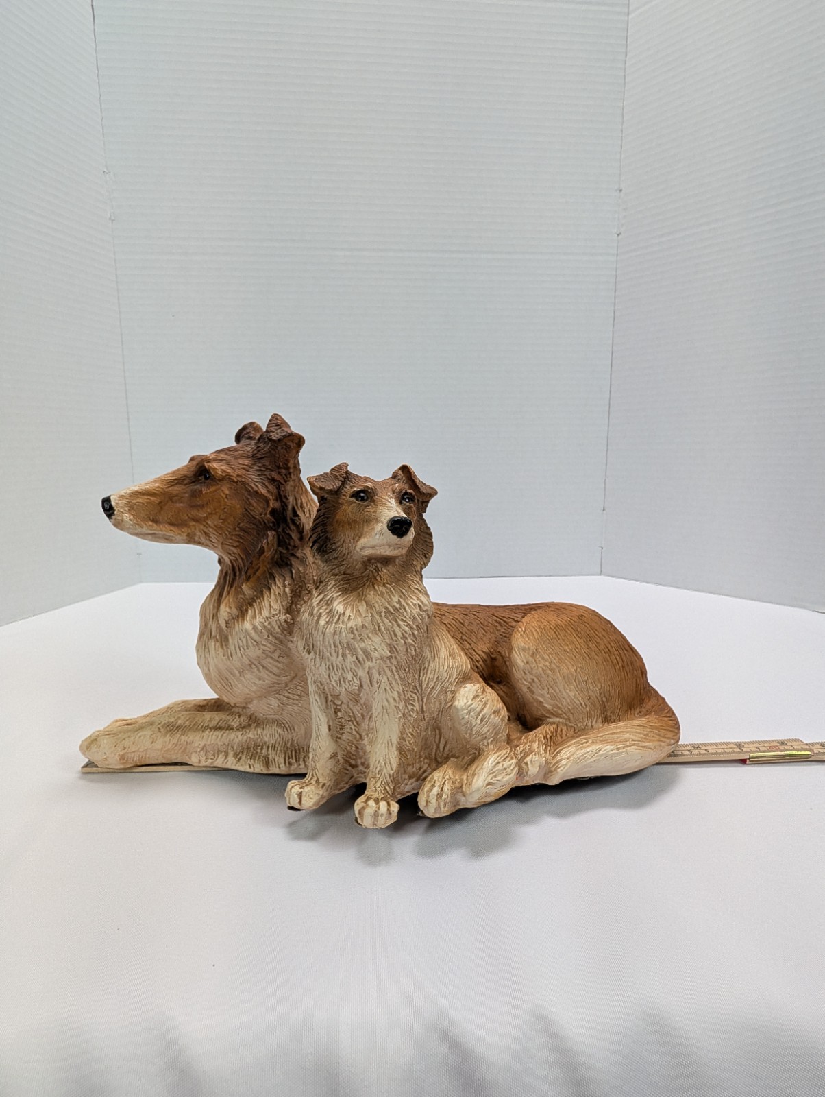 Vintage Collie Homco Adult Mom/Dad & Puppy USA Resin Large Lassie Dog Figurine