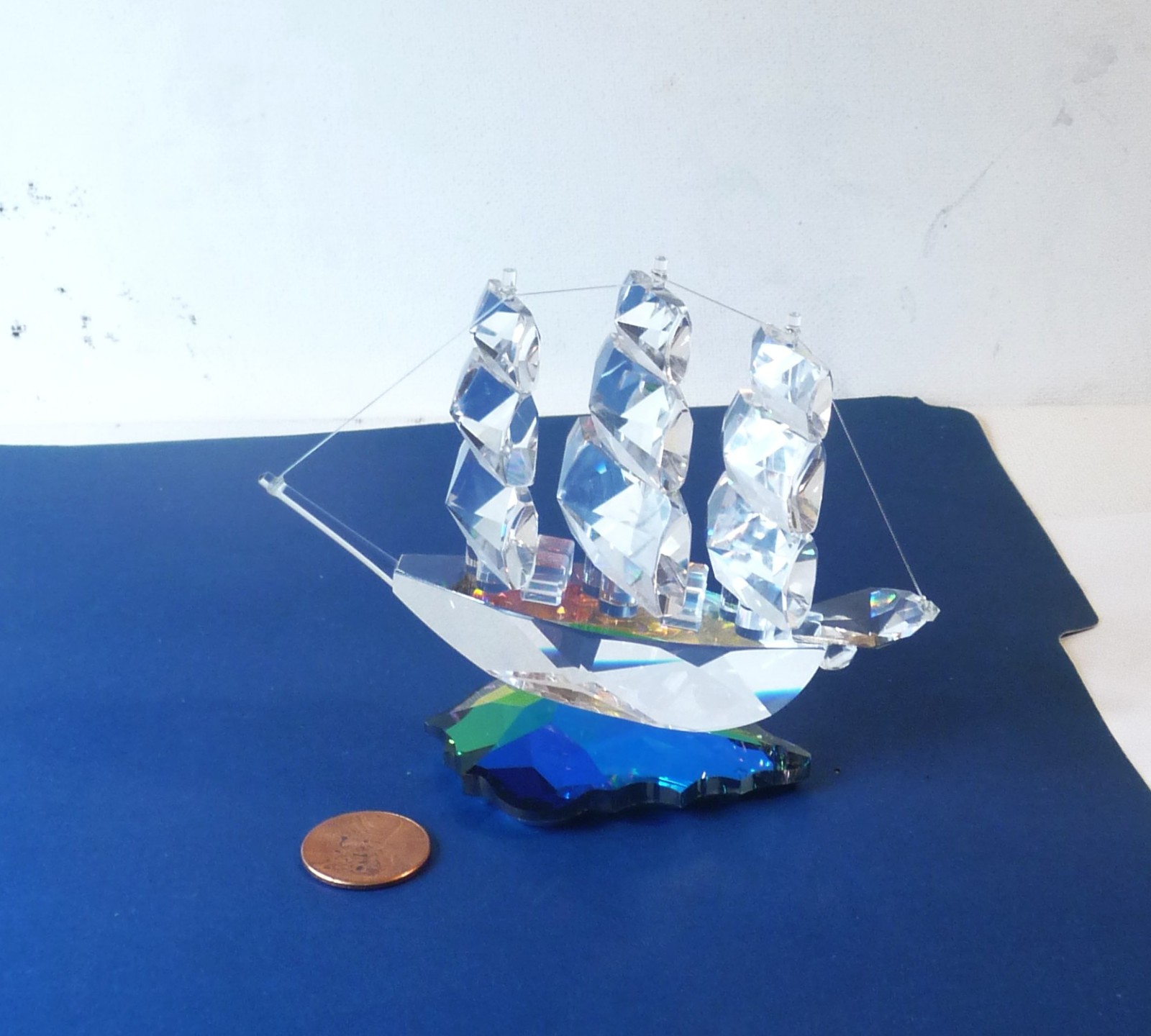 Rare Vintage 1990 The Crystal World #693 Square Rigger Ship ~ Signed